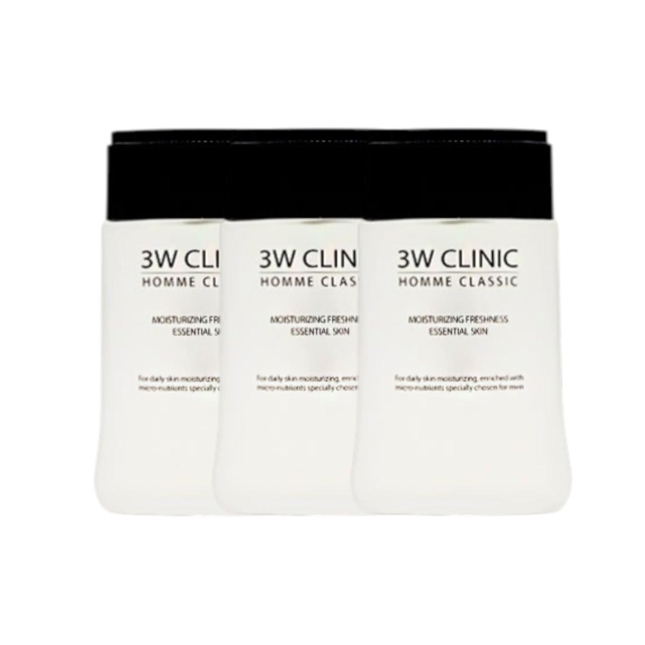 3W Clinic Classic Homme Skin 150ml x 3ea - Refreshing After Shave Facial Toner for Men, Hydrating & Soothing Skincare Set