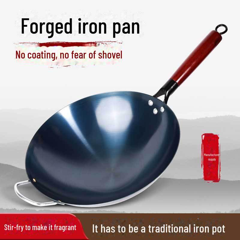 Traditional Handmade Wrought Iron Non-Stick Frying Pan