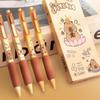 4pcs Capybara Gel Pens Set Cute Cartoon 0.5mm Ballpoint Black Color Ink for Writing Kids Gift
