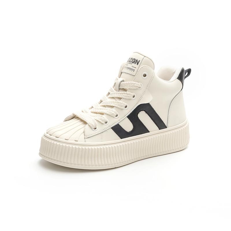 High-top leather little white shoes women's ins tide 2025 autumn and winter new popular spring and autumn Korean version versatile platform sport