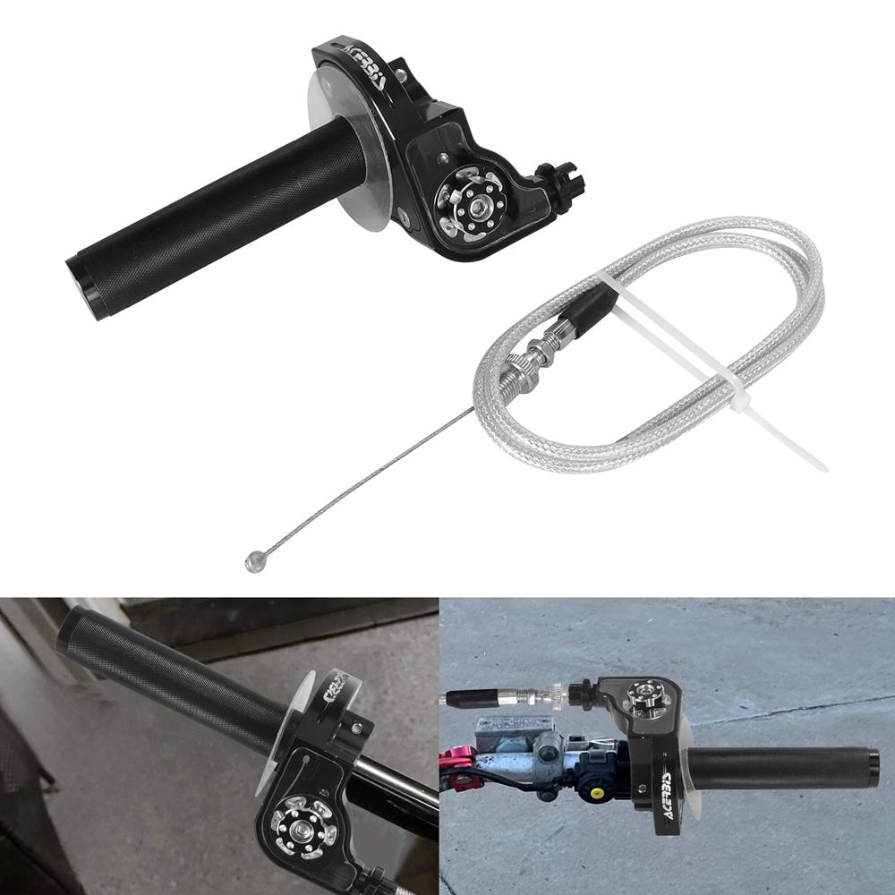 7/8" 22mm Aluminum Throttle Grip Twist Quick Action Gas Throttle Settle With Cable For Motorcycle Dirt Pit Bike 50cc 110cc 125cc