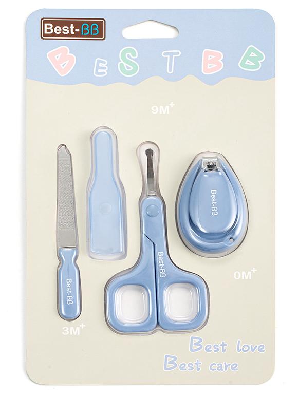4-Piece Infant & Toddler Nail Care Set: Anti-Pinch Clippers & Scissors синий