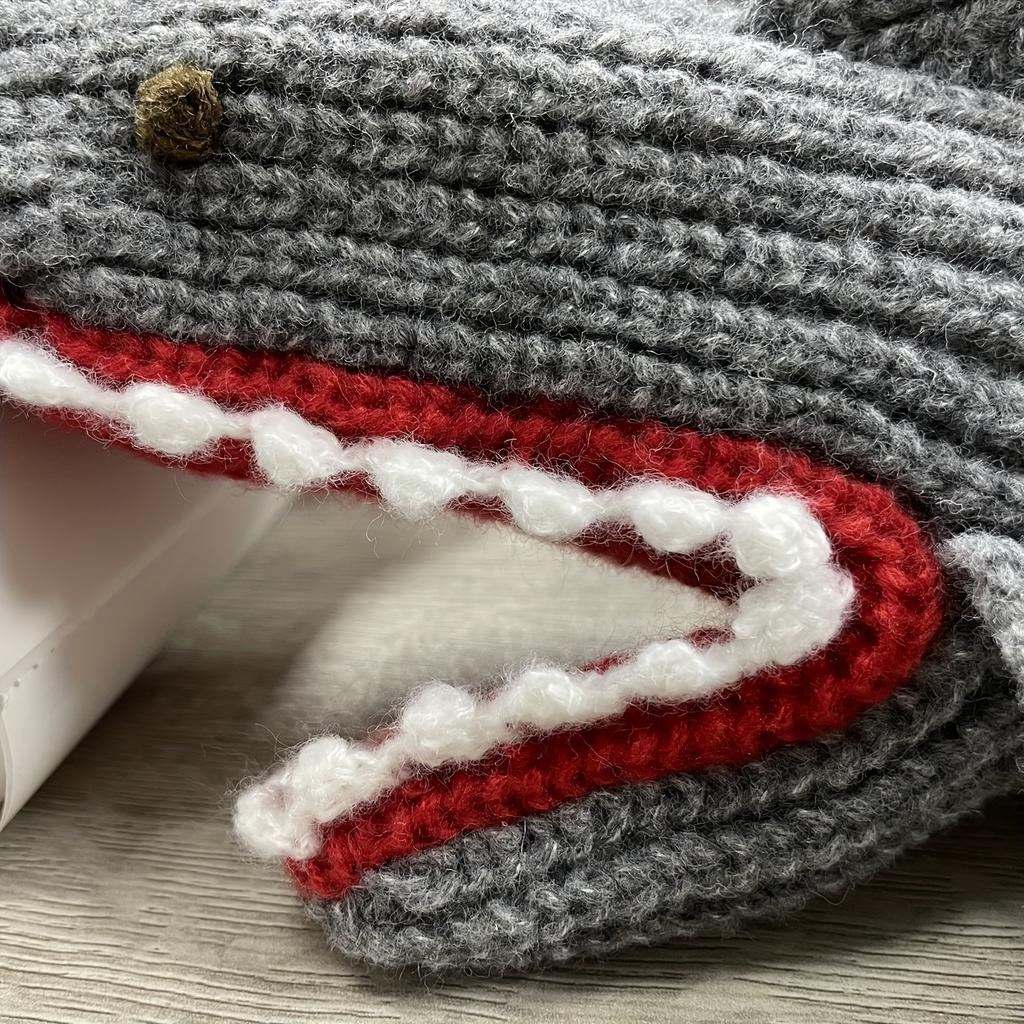 Grey Shark Knit Gloves Coldproof Elastic Mittens Cute Cartoon Animal Warm Gloves For Women Men Autumn & Winter