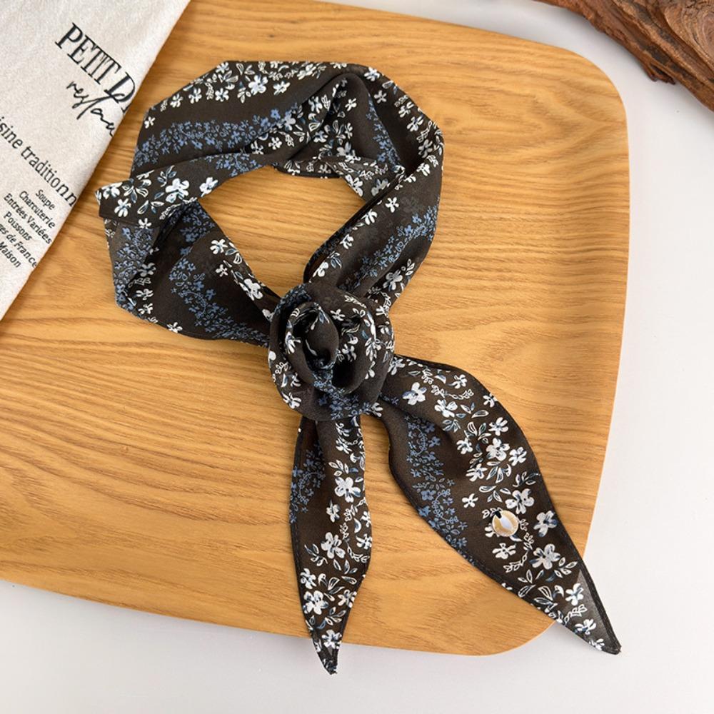 New Flower Pattern Polka Dot Scarf Elegant Dot Design Rose Flower Scarf Lightweight Waist Chain Early Spring
