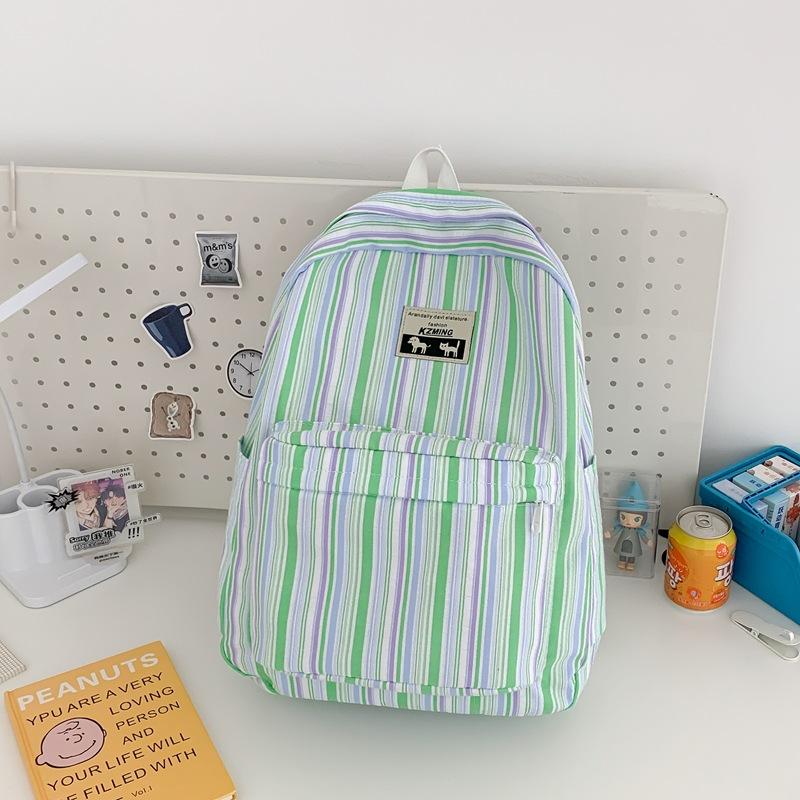 The Schoolbag Is Small, Fresh, Simple, Striped Backpack, Large-capacity Male and Female College Students Schoolbag Travel Backpack Tide