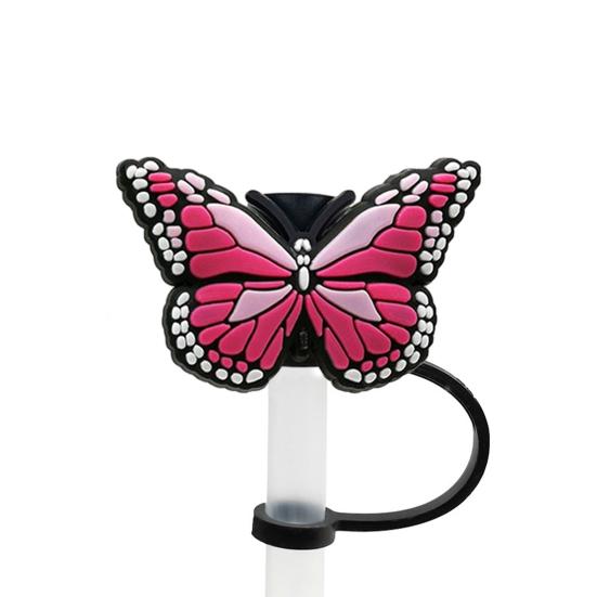 2Pcs Straw Cover Beautiful Butterfly Shape Silicone Straw Lid Food-grade Straw End Plug for Home Party Bar