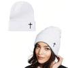 1pc Winter Knitted Cap Soft Warm Ski Hat Unisex Autumn Winter Warm Casual Hats Crochet Embroidery Cap