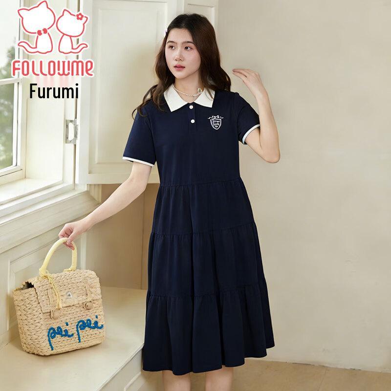 FULUOMI Big Girls  Polo Collar Preppy Dress 170