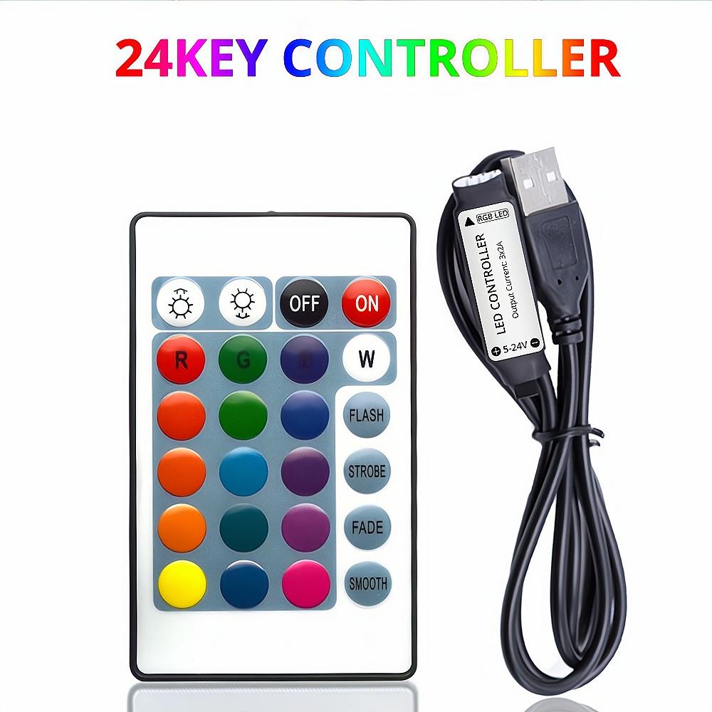 DC 5V USB RGB Control LED Light Strip 3K 17K 24K Wireless Remote Key Led Controller 144w High-power Dimmers Switch Discoloration