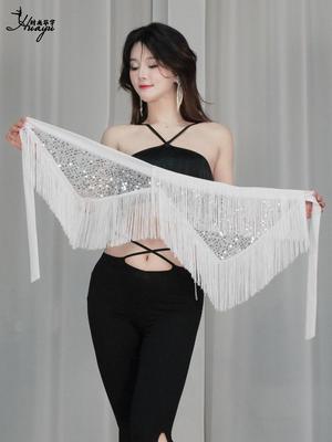 Belly Dance Sequin Tassel Hip Scarf for Stage Performance and Practice
