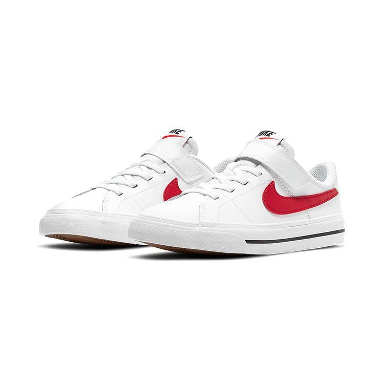Nike Court Legacy Casual Slip-Resistant Shock-Absorbing Durable Low-Top Kids Skate Shoes Kids sneaker White Red DA5381-105