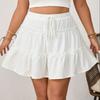 Women's Plus Size Ruffle Flared Skirts Elastic Waist Flowy Skirt With Lined Shorts