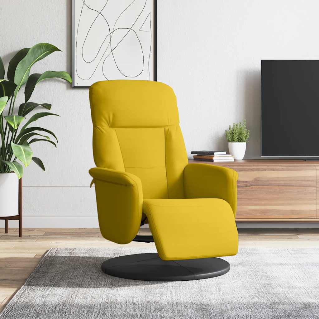 Relaxation Armchair with Footrest Yellow Velvet