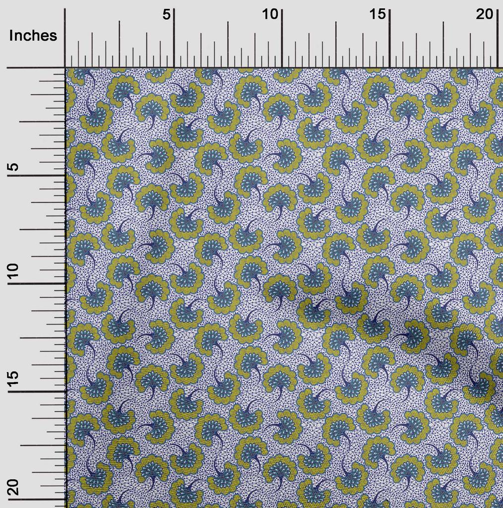 oneOone Cotton Flex Indigo Blue Fabric Asian Japanese Floral DIY Clothing Quilting Fabric Print Fabric by Yard 40 Inch