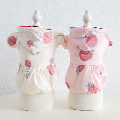 Pet Strawberry Pullable Cotton Skirt Autumn/Winter Dog Coat Teddy Cat Clothing Pet Clothing Designer Dogs Clothes Dog Jacket