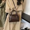 IELGY Handbag Niche Oil Wax Leather Boston Female Bag Fashion Commuter Bag