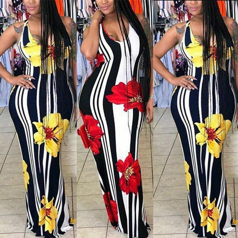 Stunning Plus Size Lady Floral Boho Party Bodycon Maxi Dress For Elegant Occasions