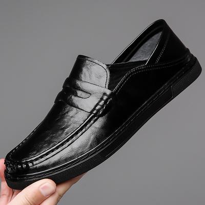 Fashion Men's Microfiber Leathe Slip On Shoes Soft Anti-slip Rubber Loafers Business Male Casual Leather Shoes Driving Flats Moccasins