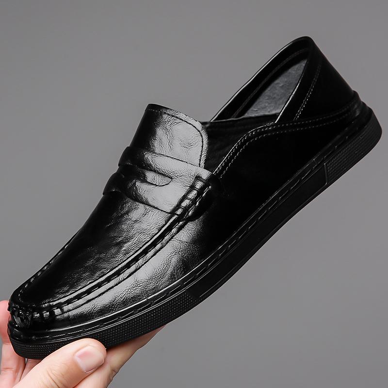 Fashion Men's Microfiber Leathe Slip on Shoes Soft Anti-slip Rubber Loafers Business Male Casual Leather Shoes Driving Flats Moccasins