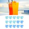 15PCS Reusable Ice Cube Cute Cartoon Heart Shaped Refreezable Washable Plastic Ice Cubes for Making Cold Drink Blue