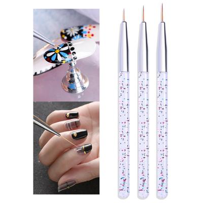 3Pcs/Set Nail Painting Pen Colorful Surface Ergonomics Handle Ultra Thin Flower Design Stripes Lines Liner DIY