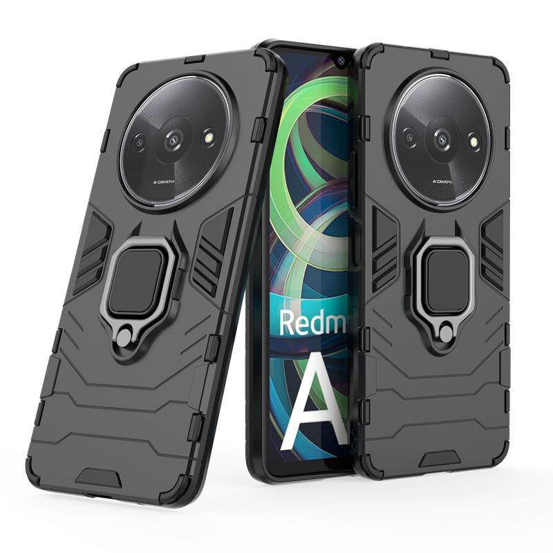 

Магнитный чехол для Xiaomi Redmi A3 4G Чехол с кольцом-подставкой для телефона, задняя крышка, бизнес-чехол с полной защитой For Redmi A3 4G чёрный