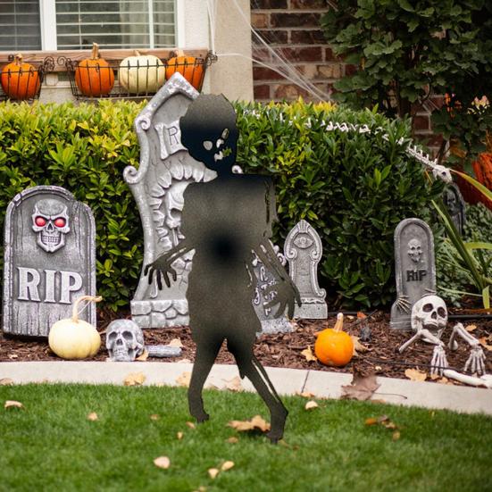 Zombie Garden Stake Metal Zombie Silhouette Yard Stake Weather Resistant Spooky Zombie