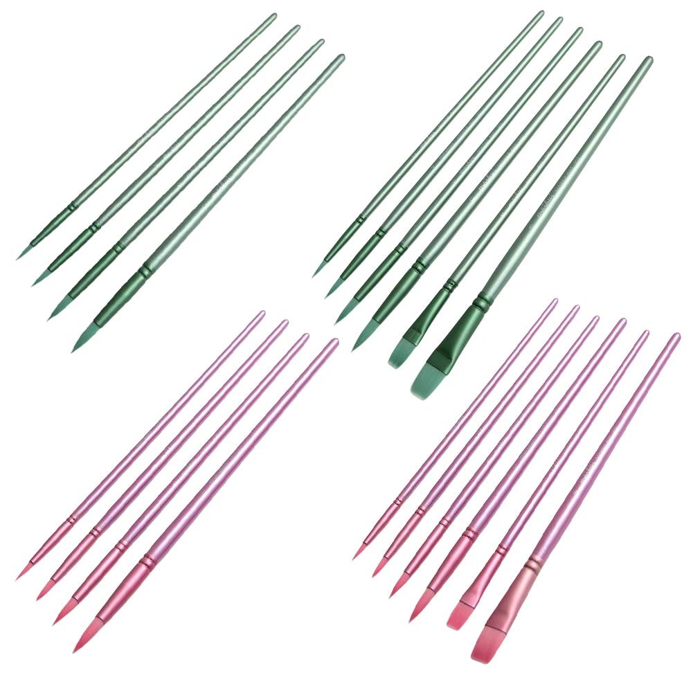 4/6Pcs Watercolor Paint Brushes Paint Brushes Set Pointed Tip Paint Brushes Set Flat Head Watercolor Brush for Miniature Model