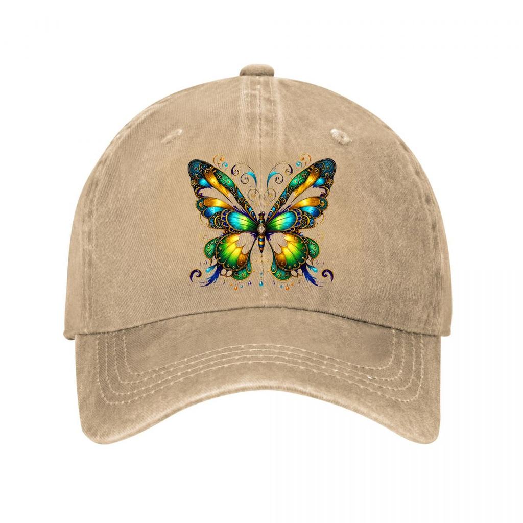 Ornate Colorful Butterfly Fantasy Swirl Wing Art Design Washed Baseball Cap Outdoor For Womens Unisex FeUnisex