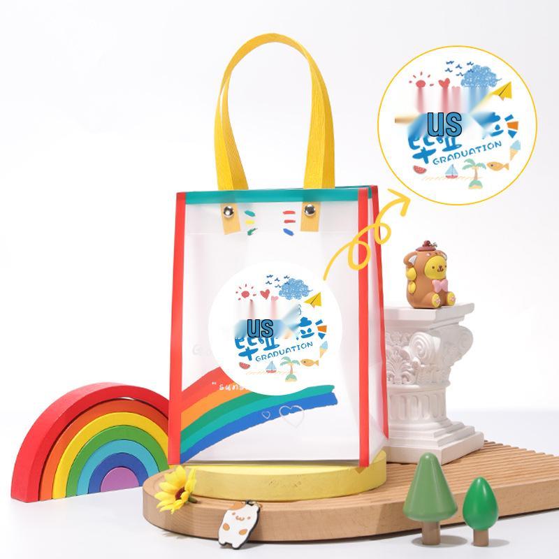 Kindergarten Party Favor Gift Bag with Transparent Handle for Back-to-School and Birthday.