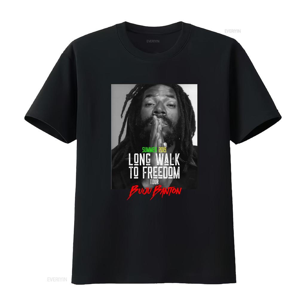 Buju Banton Long Walk To Freedom Tour 2019 Verão Camiseta Estilo Reggae vintage Lavada Estilosa roupas de designer Ligeiramente moda