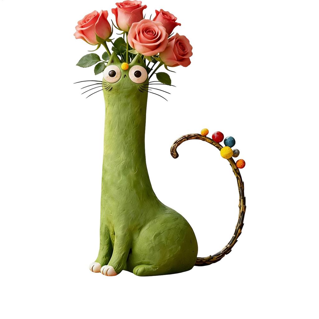Cute cat shaped flower vase Long-Necked Cat Vase universal dried flowers vase A whimsical cat vase cat-themed decorative vase