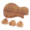 Guitar Pick Box Engraved Guitar Portable 3 Wooden Picks and Storage Case for Birthday Christmas