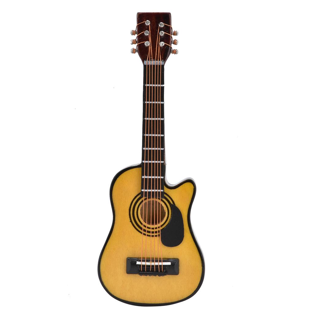 1/12 Scale Dollhouse Miniature Wooden Guitar Mini Guitar Display Model Dollhouse AccessoriesFolk