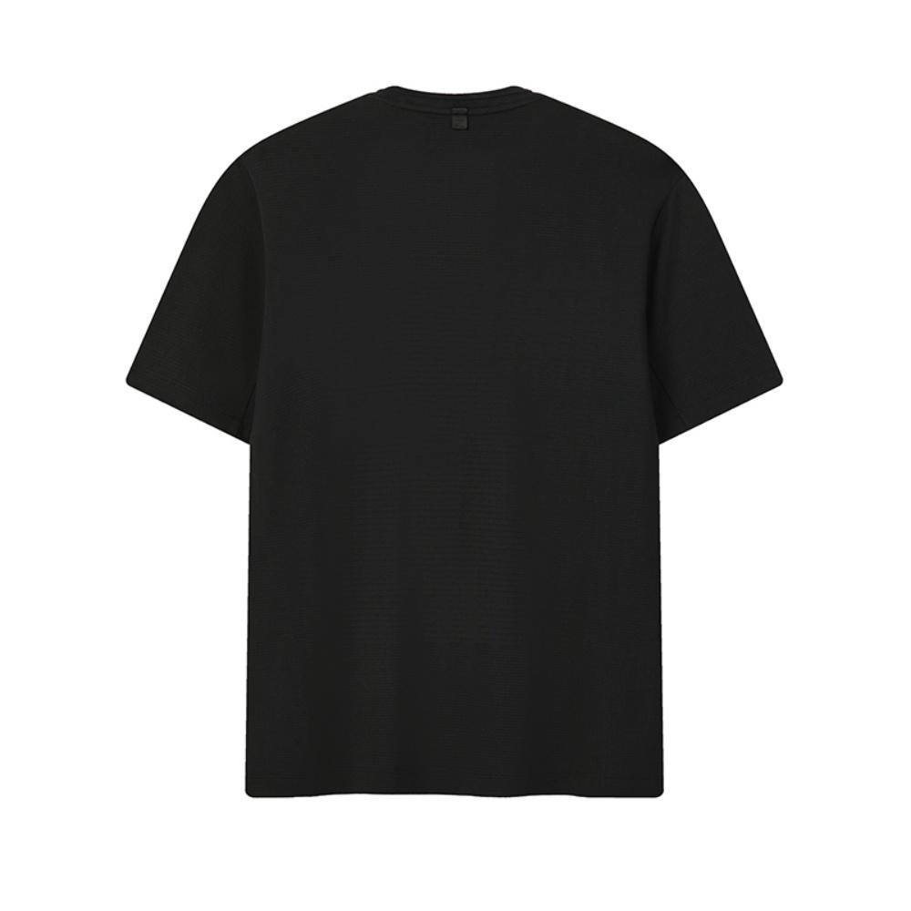 FILA Blue Simple Solid Color Comfortable Versatile Classic Casual Round Neck Short Sleeve T-Shirt Men Tops Black F11M622118FBK
