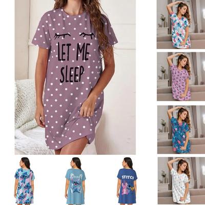 Women Short Sleeve Sleepwear Dresses Loose Casual Fit Tee Nightwear Home Clothes Nightie Loungewear Dresses