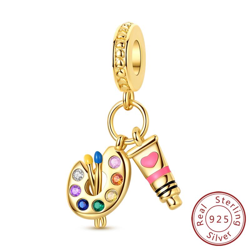 Original Copper Charms Beads Cute Mushroom Unicorn Love Wings Pearl Charm For Bracelet Pendant Woman Girl Jewelry