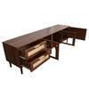 TV Board TV-Schrank Lowboard 2 Schubladen, 2 gewölbten Glastüren, 1 Rattan-Tür, TV-ständer Fernseher bis zu 80 Zoll, 180 cm, Wohnzimmer, Braun