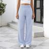 Women Wide Leg Pants Striped Pants, Summer Elastic Waist Casual Soft Lounge Trousers, Breathable Loose Fit Palazzo with Pockets