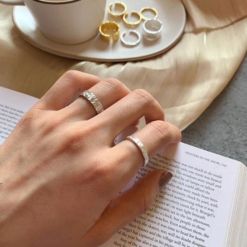 Inspired Fashionable Korean 925 Silver Ring With Unique Texture And Adjustable Size