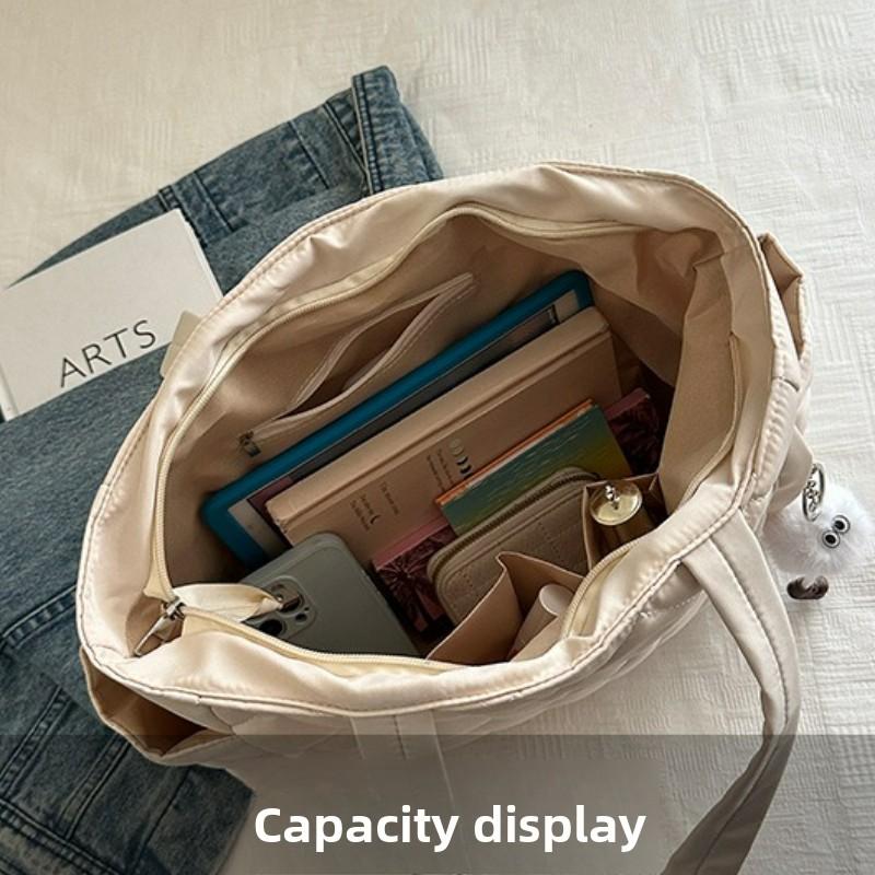 Korean Style Ins Cott Tote Bag New Large Capacity Shoulder Bag for Women Shopping Commute Texture and Simple Bags for Travel