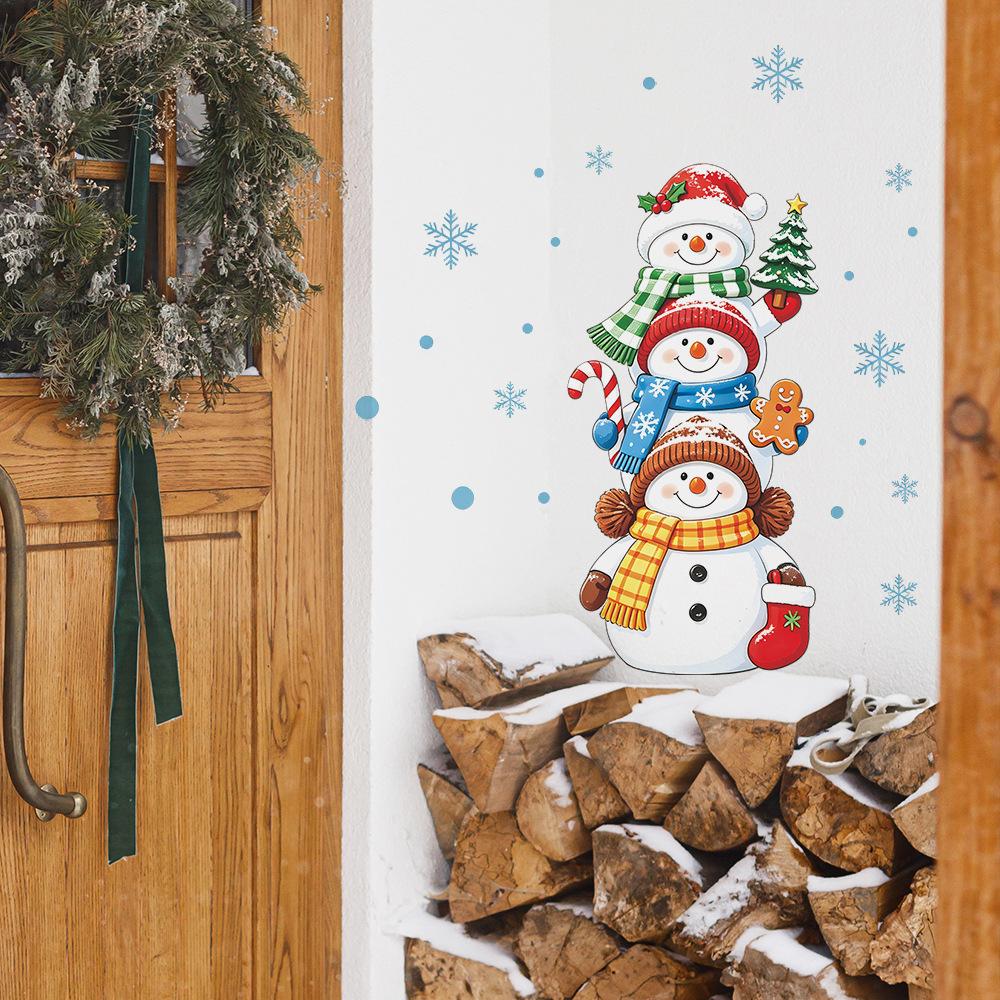 Christmas Snowman Snowflakes Bedroom Living Room Festive Atmosphere Decoration Wall Stickers