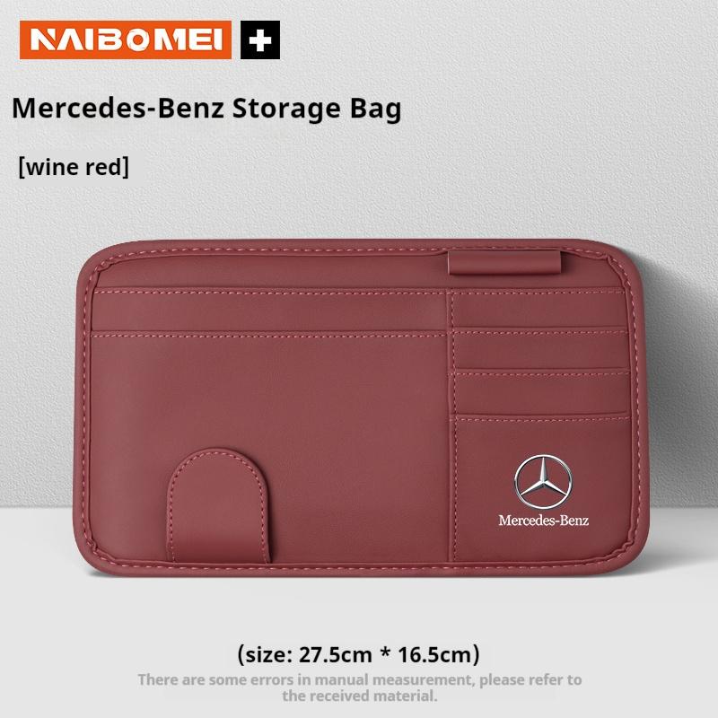 

For Mercedes Benz AMG R C E V Class Viano SLK GLC SL Vito GLK Car PU Leather Sun Visor Glasses Clip Card Holder Storage Pockets красный