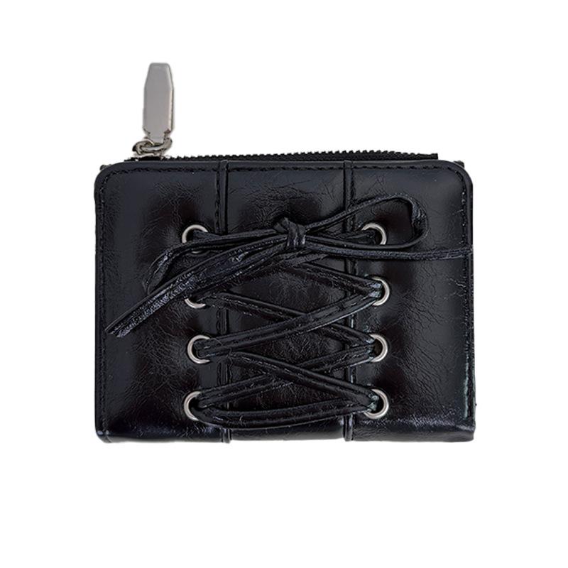 Korean Style Lace-up Bowknot Women's Short Wallet - Cute & Versatile Girly Coin Purse