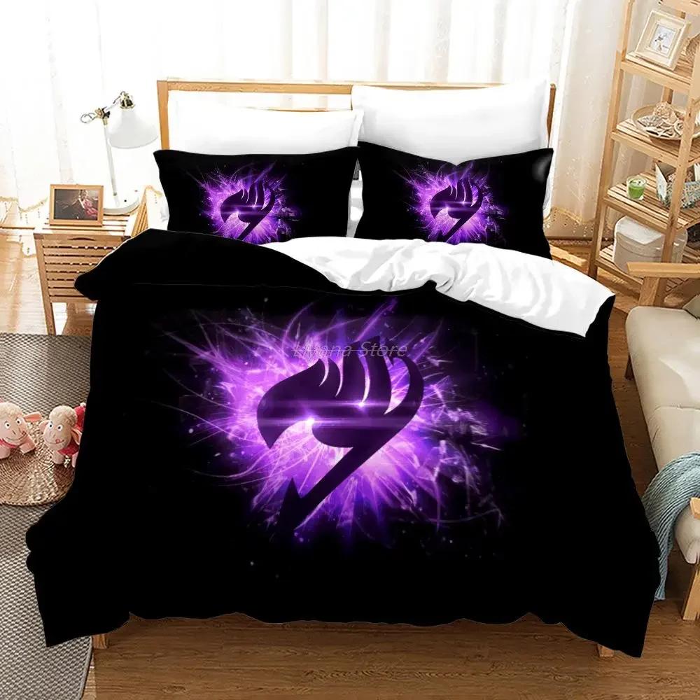 Zestaw pościeli Fairy Tail Single Twin Full Queen King Size Kawaii Anime Bed Set Aldult Kid Bedroom Duvetcover Sets 3D Print 012