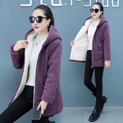 Autumn Winter Fleece-lined Thickened Medium-length Casual Jacket Women's Mother's Attire Jacket Plus Size