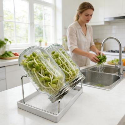 70/86MM Wide Mouth Jar Sprouting Lid Stainless Steel Bean Sprouts Growing Lid Mung Bean Plant Germination Jar Strainer Mesh Cover