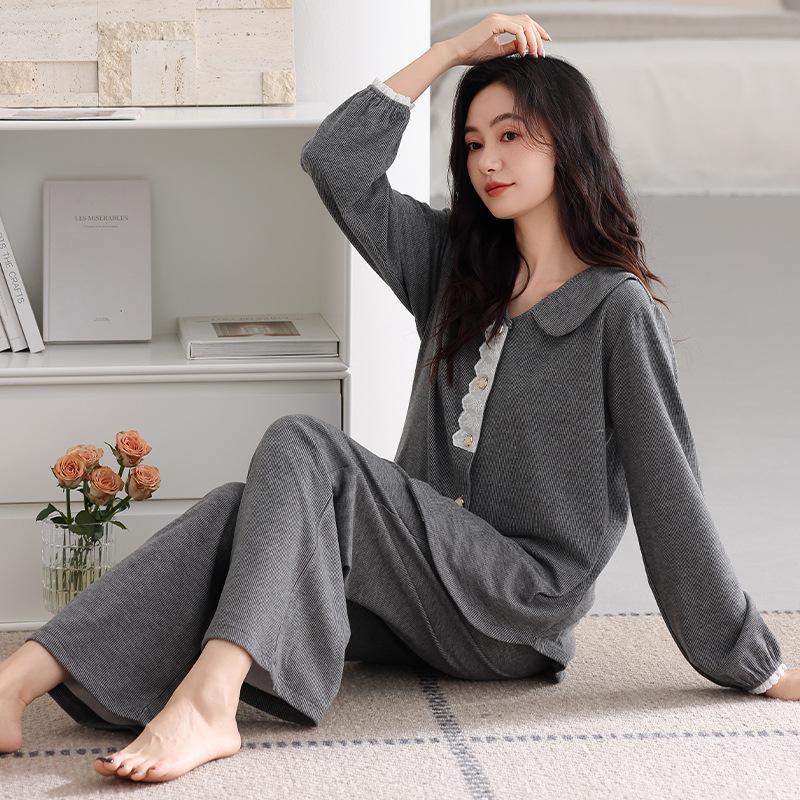 Pajamas Women'S Autumn And Winter Double-Sided Polished German Velvet Long-Sleeved Warm Thin Velvet Loungewear Suit Can Be Worn Outside