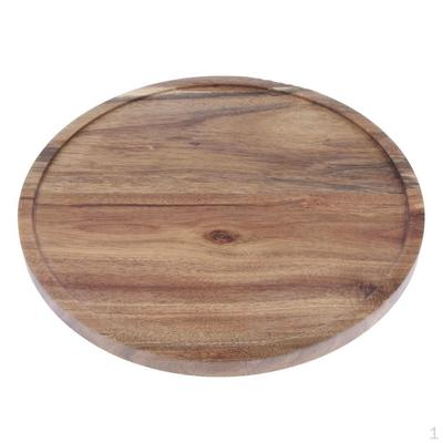 Piatto per Torta Rotondo Vintage in Legno di Acacia e Trasparente con Manici , B