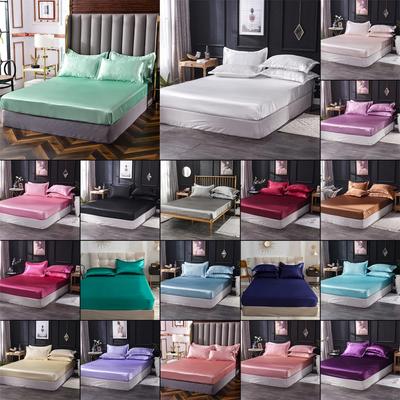3Pcs Satin Silk Fitted Sheet with Pillowcases Bed Mattress Protector Cover Queen King Bedspread 2024